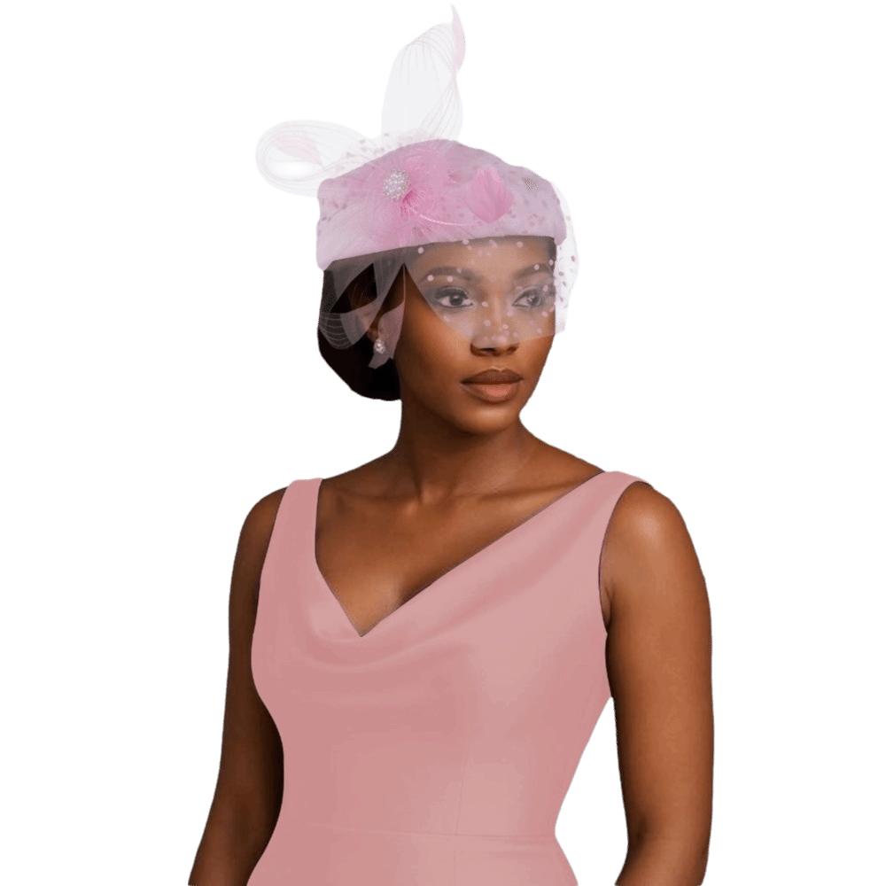 Polka Dot Veil Bridal Beret Elegant Style Head Wrap Pearl Feather Mesh Fascinator Hat Banquet