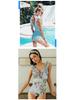Ruffled Striped V-Neck Backless One-Piece Swimsuit - European and American Style