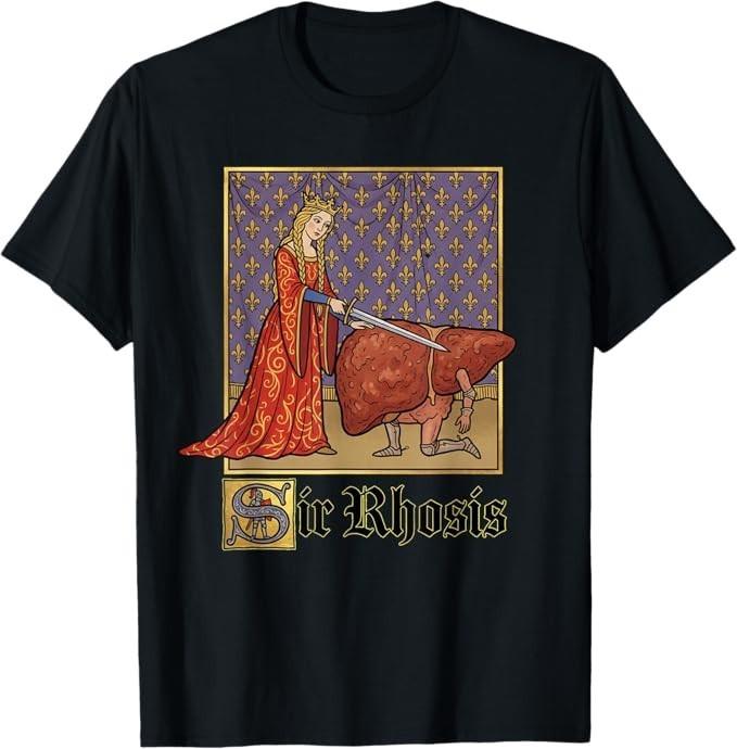 Funny Medieval Pun T-Shirt for Drunk Liver Lovers S разноцветный