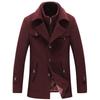 Mens Woolen Coat Warm Coat Down Jacket Wool Coat Cotton-padded Coat Autumn and Winter Warm Tops Business Casual Mens Windbreaker
