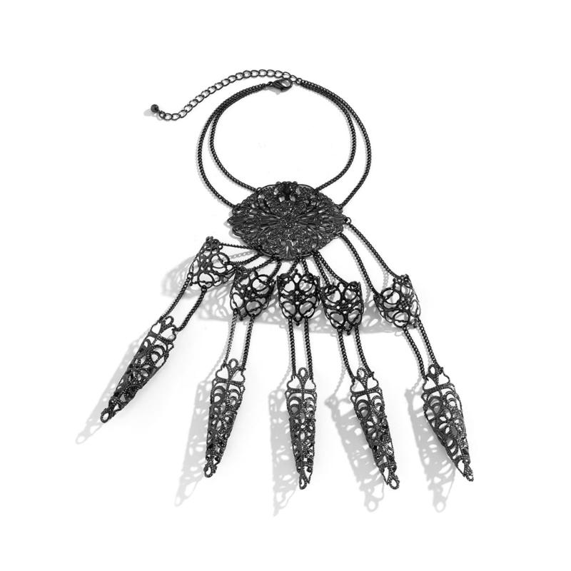 Ancient Queen Bracelet with Finger Nails Tip Claw Rings Belly Dance Hand Chain Jewelry Chain Finger Rings Bracelet Women