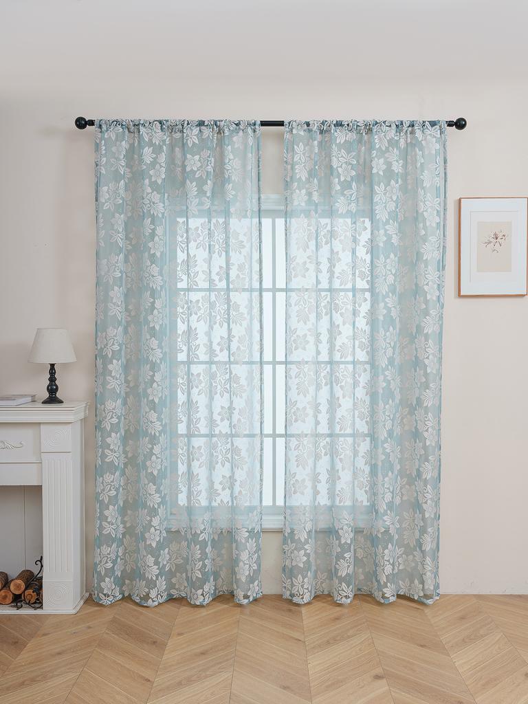 Fresh Floral Bedroom Curtains No Drilling Required French Country Style Window Sheers for Balcony Room Partition