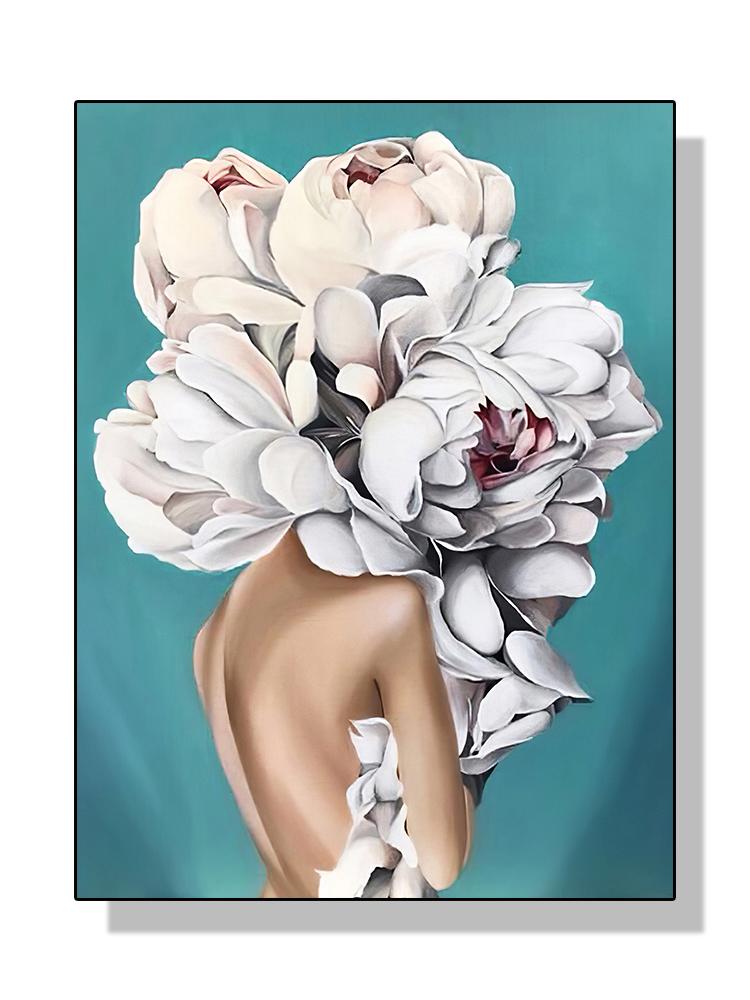 Modern Sexy Woman Flower Head Poster Canvas Painting Abstract Fashion Lady Wall Art for Living Room Decoration Home Cuadros
