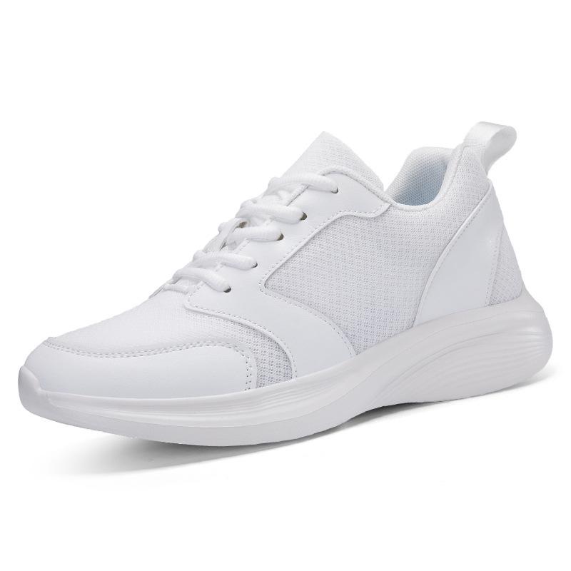 Men s Breathable Mesh Height-Increasing Sneakers, 10cm Lift, Casual Sport, Large Size, White 41