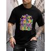 Tailles européennes Imprimé Mardi Gras, T-shirt tendance confortable pour homme, Haut décontracté extensible respirant à manches courtes pour l'été en extérieur, Vêtements pour homme