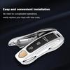 Diamond Metal Material Key Case For Porsche Cayenne Panamera Macan Cayman 718 911 Taycan Gloss Chrome Key Shell Car Key Case