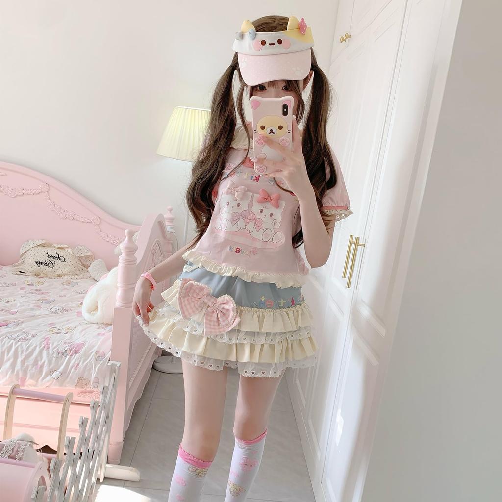 Süßer Rock für Damen mit Visuellem Lolita Traumhaft Locker Prinzessin Sommer Nacht Date [LAVASEON] Schleife, Kei, Spitze, Stil, Süß, Massenproduziert, Passform,