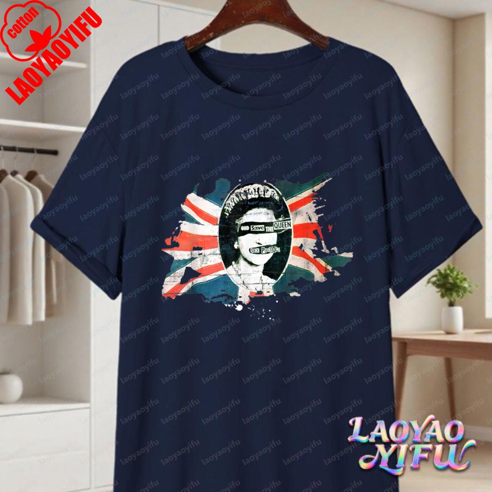 T-shirt Punk Queen in Cotone Vintage Classica God Save The Queen Grafica Union Jack T-shirt Tendenza Gothic Rock Top Donna Unisex Abbigliamento