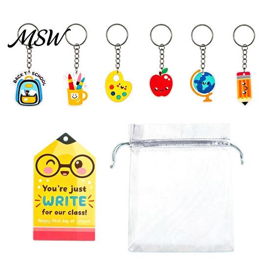 Acrylic Keychain Kit 8Pcs Back to School Set, Theme Keryring Gift for Students, Decorative Accessories Bags & Backpack