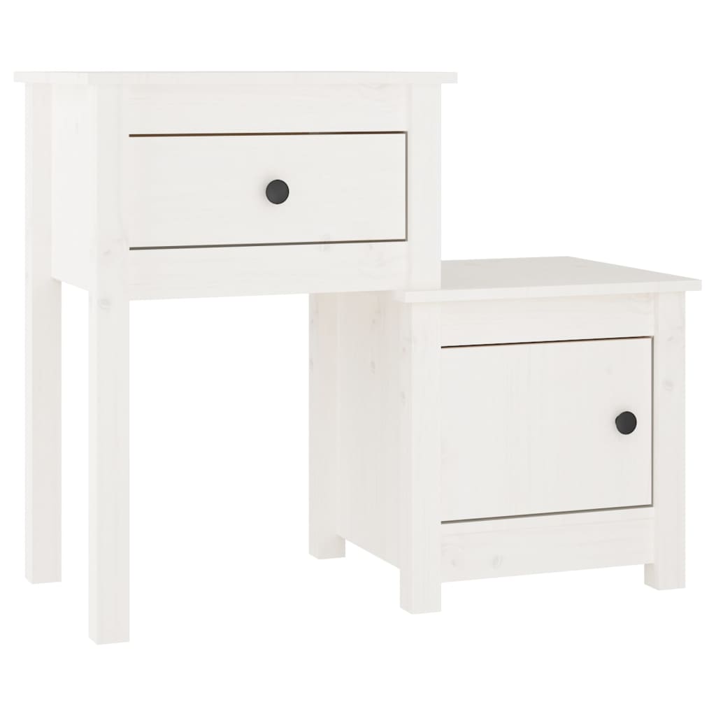 Vidaxl Szafka Nocna, Biała, 79,5X38X65,5 Cm, Lite Drewno Sosnowe
