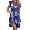 Womens Summer Dress Ruffle Sleeve V Neck Short Dresses Fashion Casual Flowy A Line Swing Sundress With Pocket