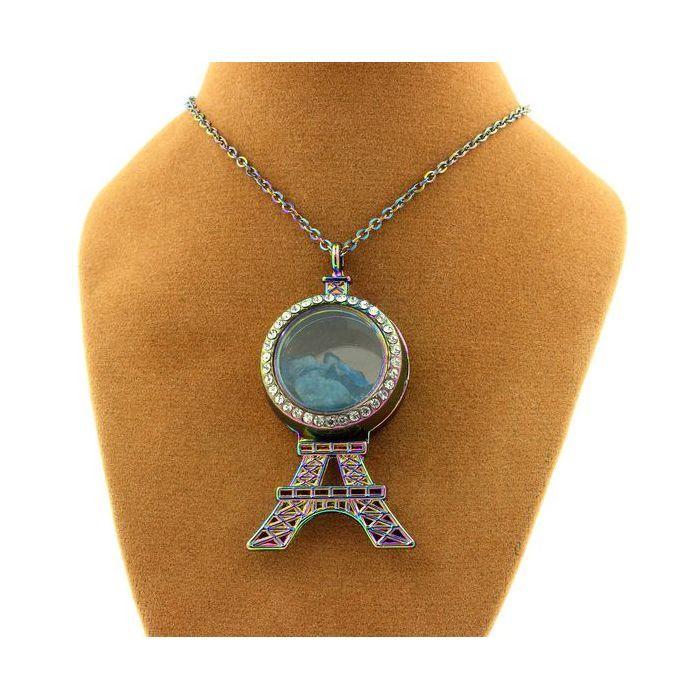 Pierres et Minéraux. Collier Apatite bleu neon brut. Modèle France.