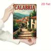 Retro Calabria Italy Metal Sign 2D Rustic Wall Art with Scenic Italian Town Design