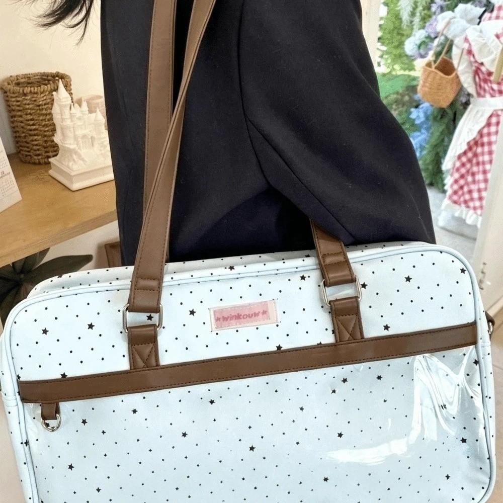 Sac Ita Transparent Grande Capacité Style Harajuku Mignon Dentelle Lolita Sac Bandoulière Élégant Pois Sac de Poche Anime Cventi