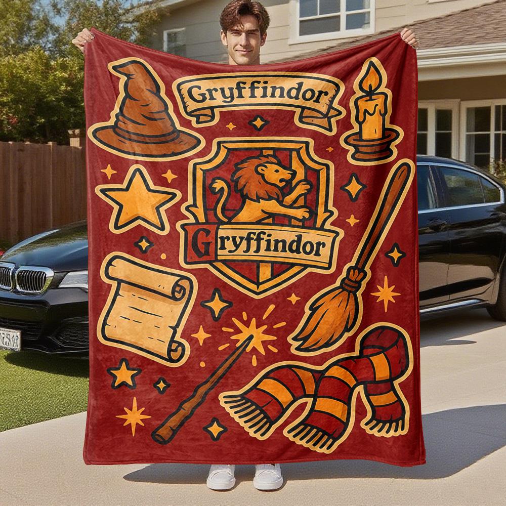 1pc Gryffindor Wizard Magic Outdoor Flannel Throw Blanket All Season Soft Warmth,Home Decor 1031166