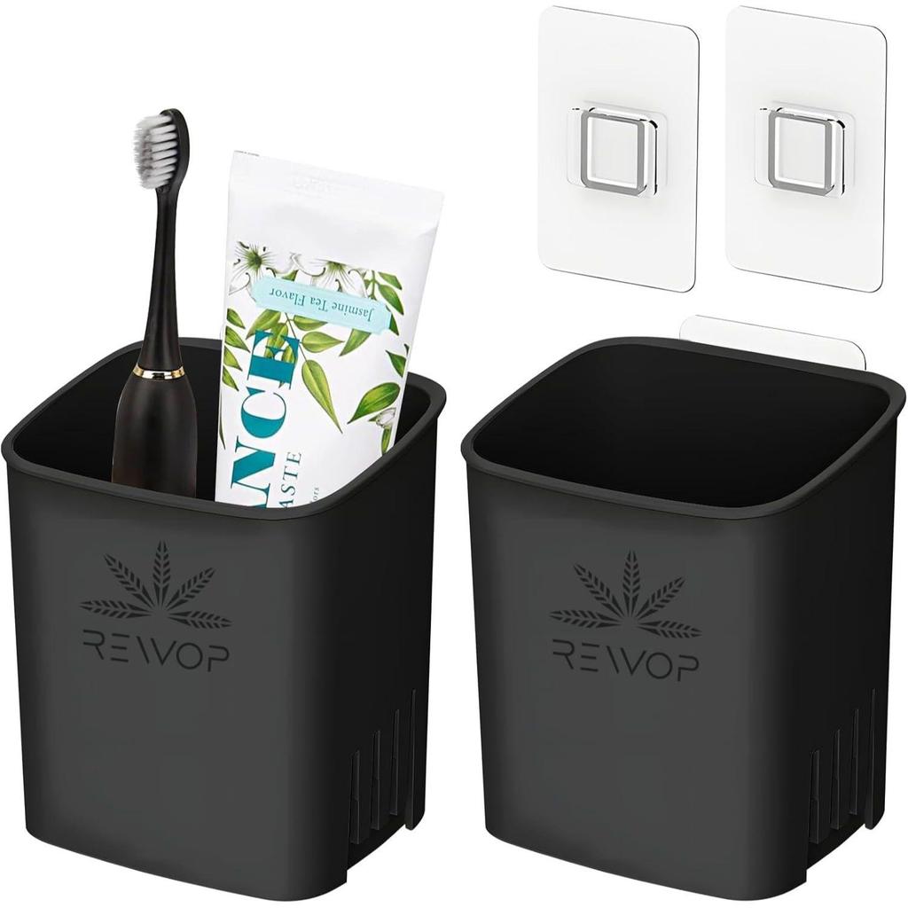 Toothbrush Holders for Bathroom(Pack of 2), Plastic Wall Mounted Self Adhesive, Toothbrush Holder for Toothbrushes, Toothpaste, Shaver, Razor
