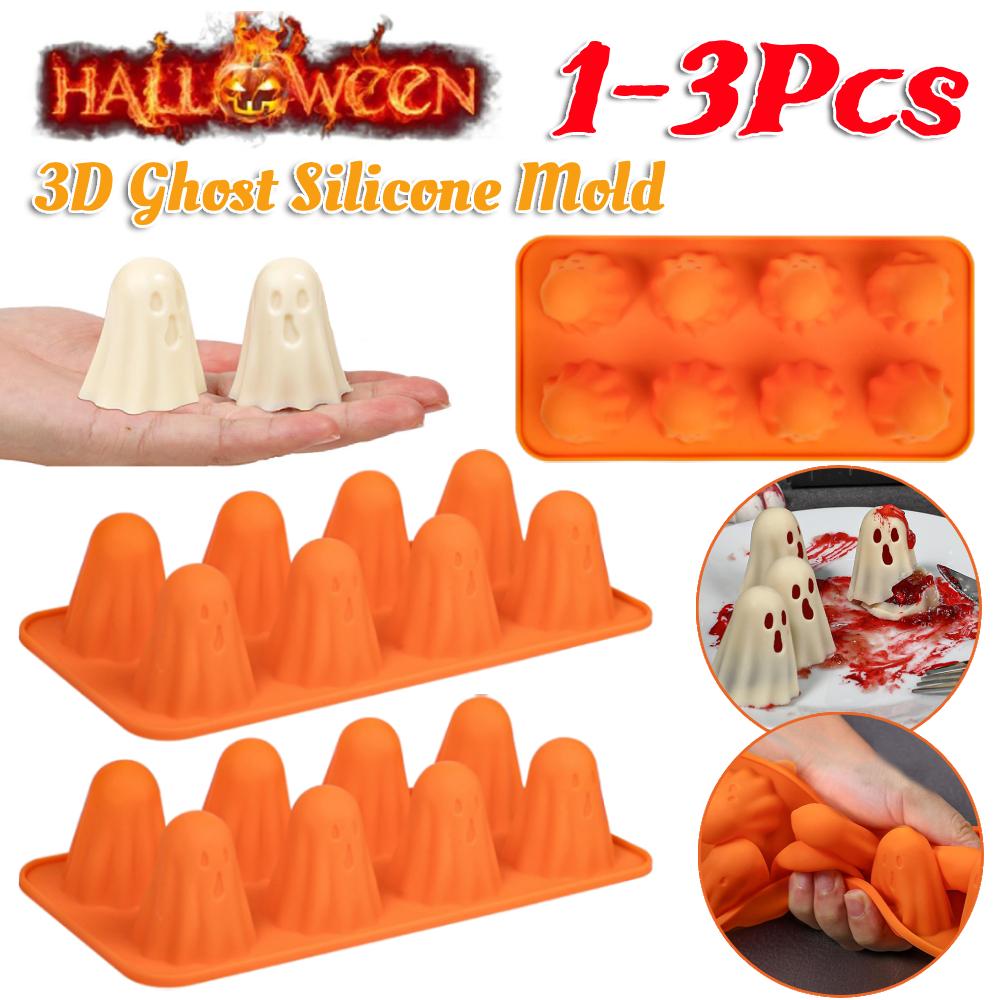 1/2/3Pcs Ghost Chocolate Candy Molds Reusable Halloween Silicone Moulds Holiday Kitchen Tools for Jelly Chocolate Candy Gummy