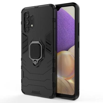 Hülle Samsung Galaxy A32 4G.(Schwarz) PC + TPU Silikon Dual Layer Heavy Duty Armor Hülle Etui mit Ring Kickstand Für Samsung a32 4G