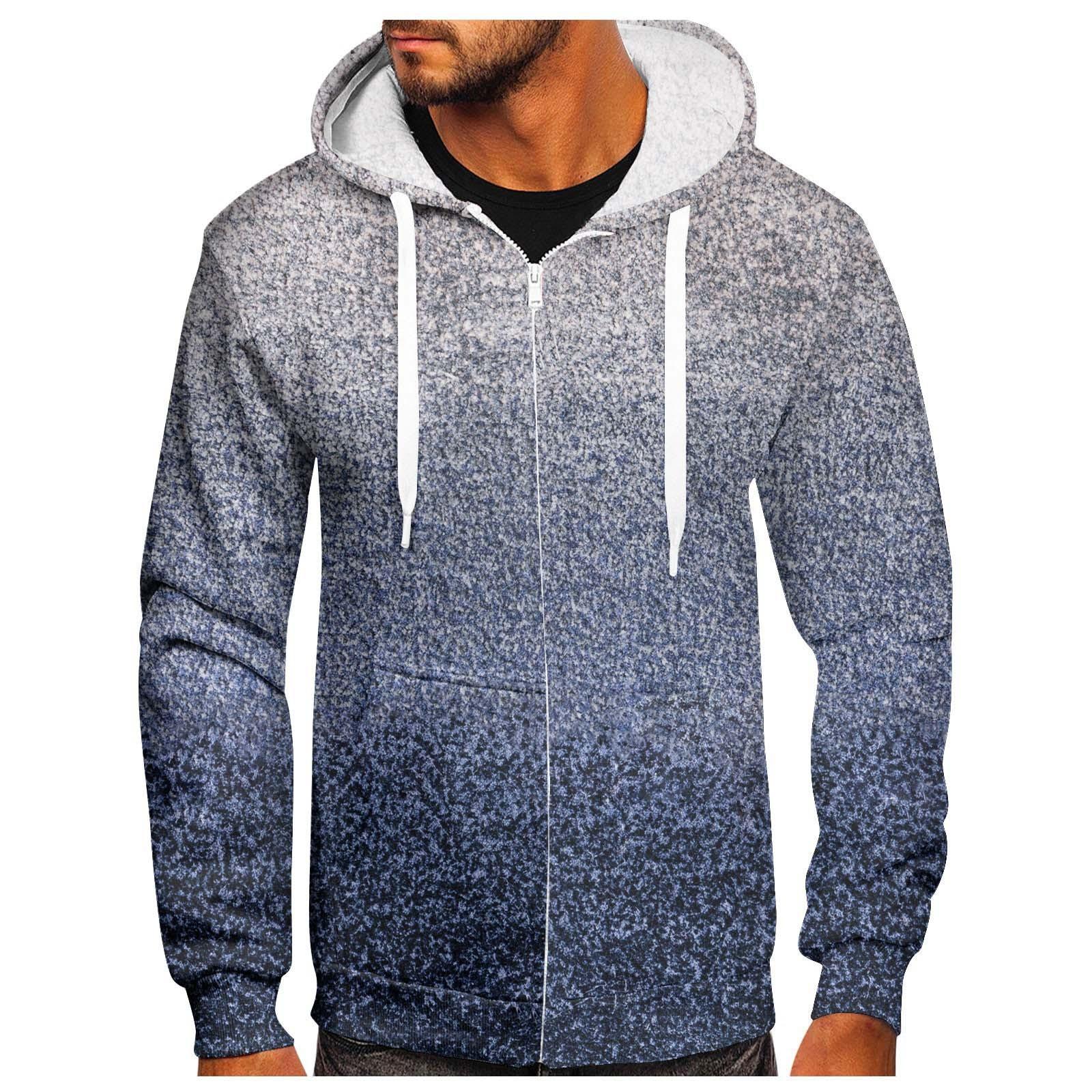 

Мужской свитер на молнии, пальто, модный свитер с капюшоном и принтом XXL