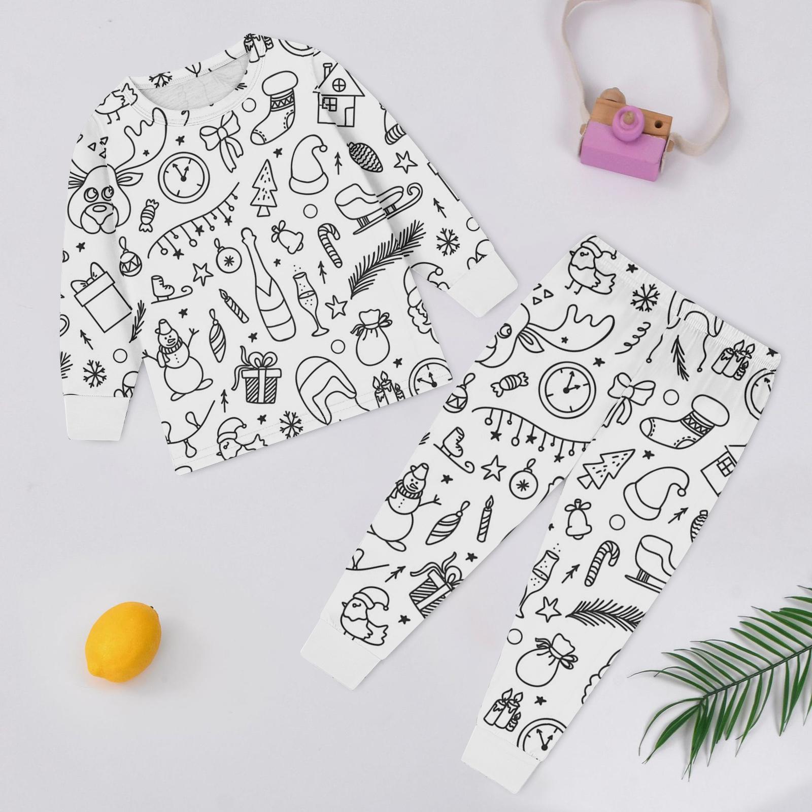 

Детский модный комплект: Рождественский топ с дудлами и брюки с длинным рукавом и круглым вырезом 120