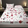 3Pcs Merry Christmas Cartoon Santa Claus Print Coreless Bed Sheet Set Multi Size Bed Cover Bedroom Dormitory Bedding Decoration