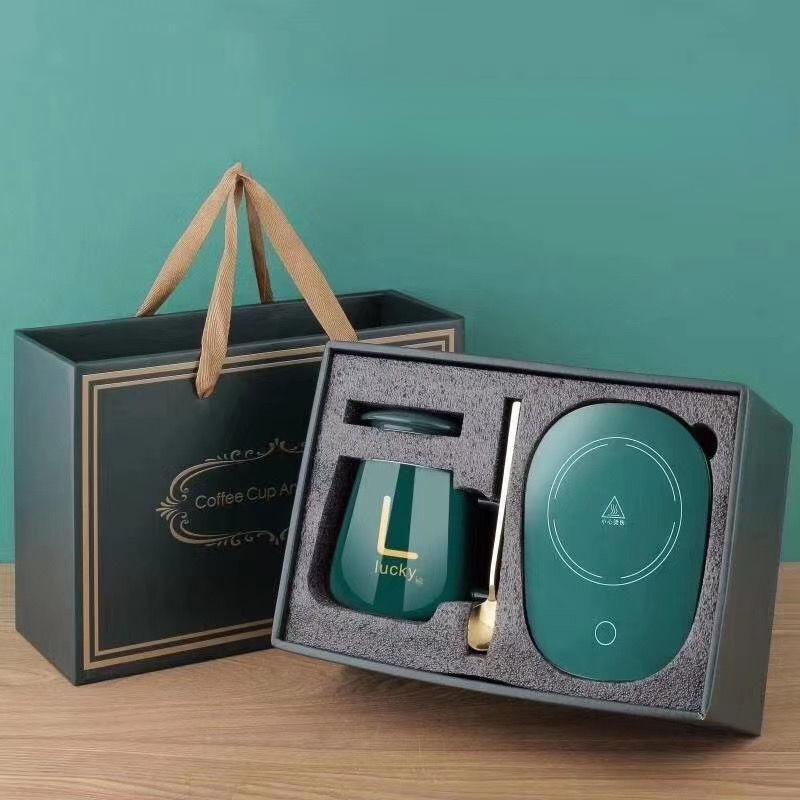 

Модная домашняя термостатическая чашка на 55 градусов, бытовая USB-керамическая термостатическая нагревательная чашка, кофейная чашка, кружка с крышкой для ложки