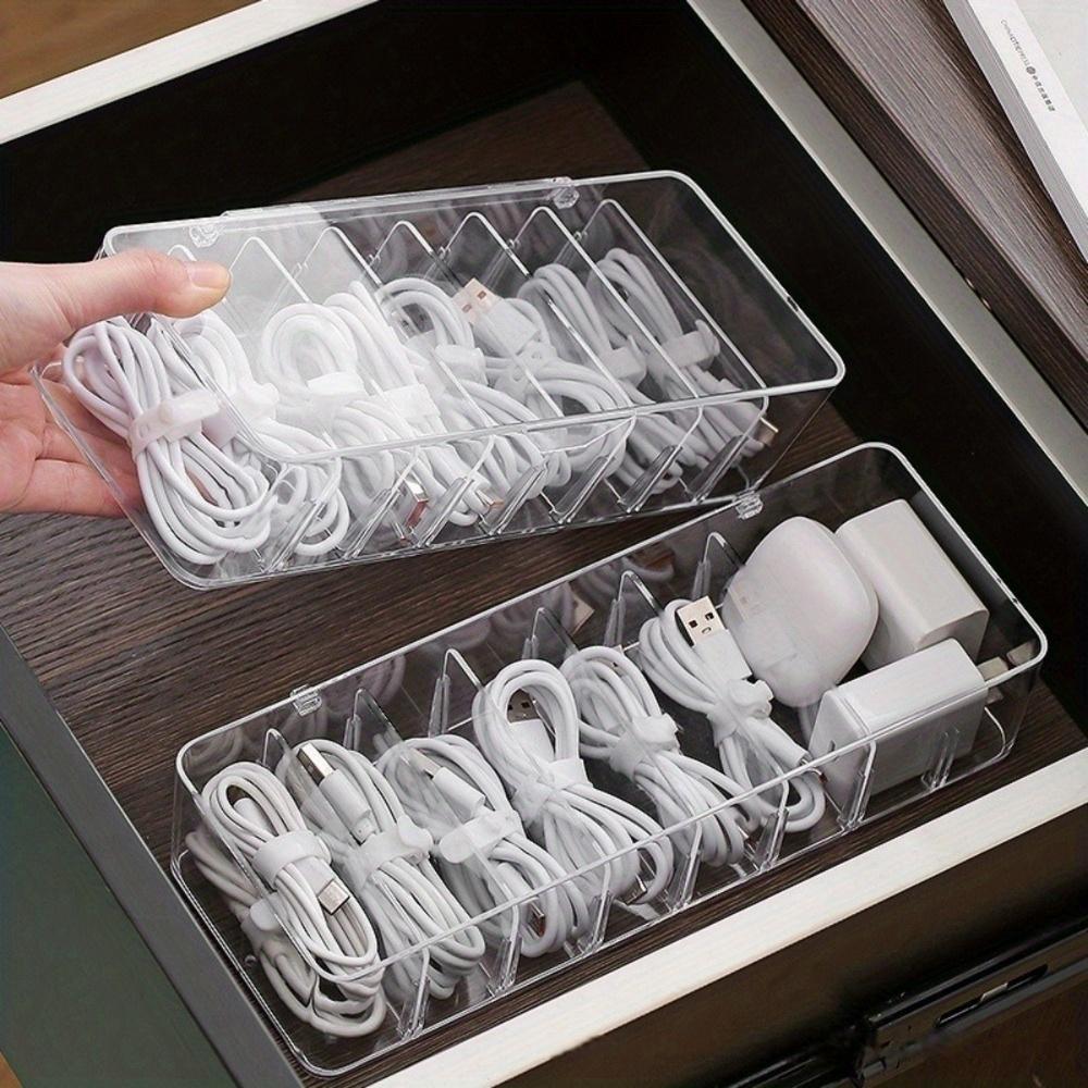 The Data Cable Storage Box Is Equipped with 10 White Zip Ties for Organizing and Storing Data Cables, Suitable for Small Items