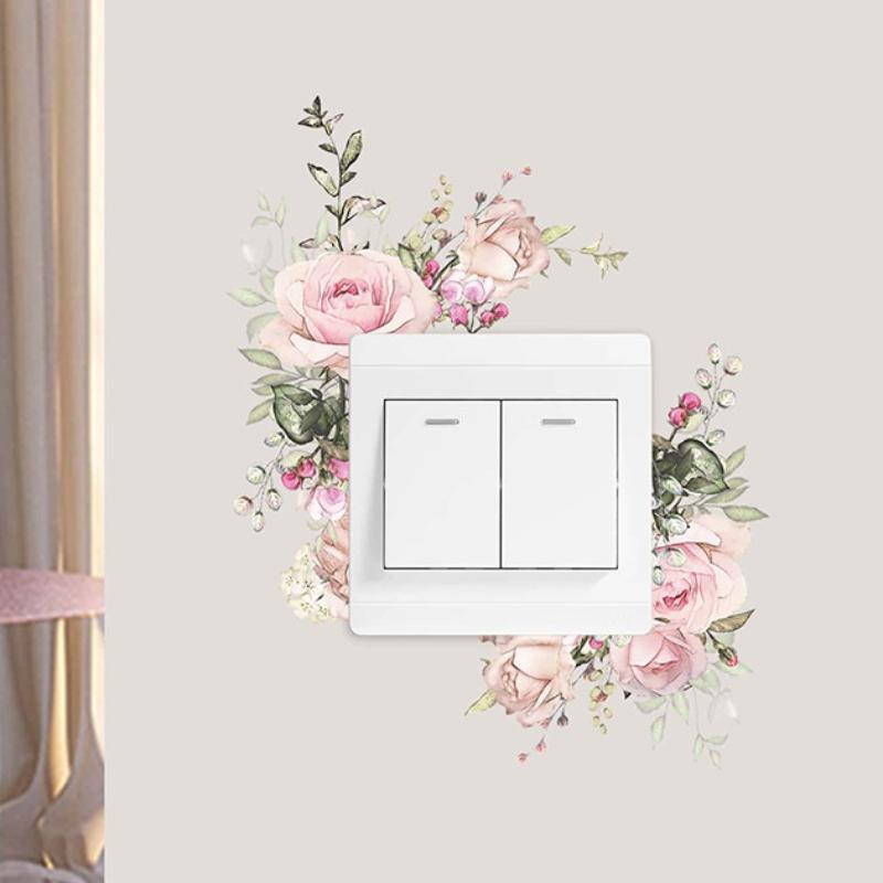 Mooie Switch Decoratieve Stickers Warme Bloemen Stopcontact Lichtschakelaar Eenvoudig Behang Behang Zelfklevend Waterdicht