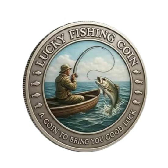 

1/2Pcs Lucky Fishing Coin Bring You Good Luck Fishing Token Metal Carving Souvenir Coin Badge Decoration Dad Fishermen Fishing Enthusiasts Gift 1pc