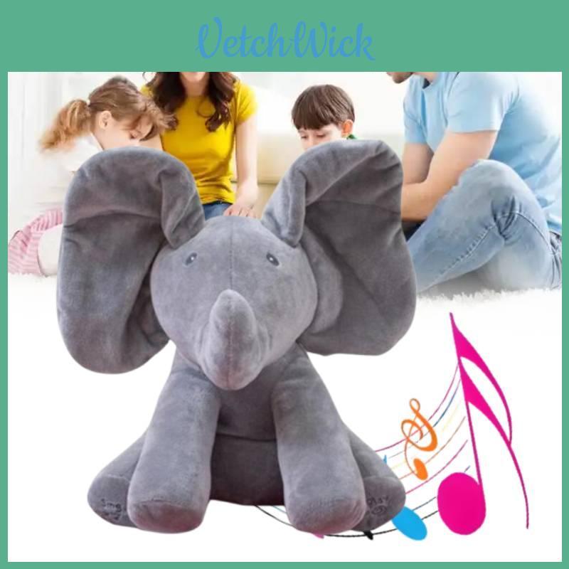 Peluche Cantante Nascondino Pelle di Elefante con Imbottitura in Cotone PP per il Gioco dei Bambini