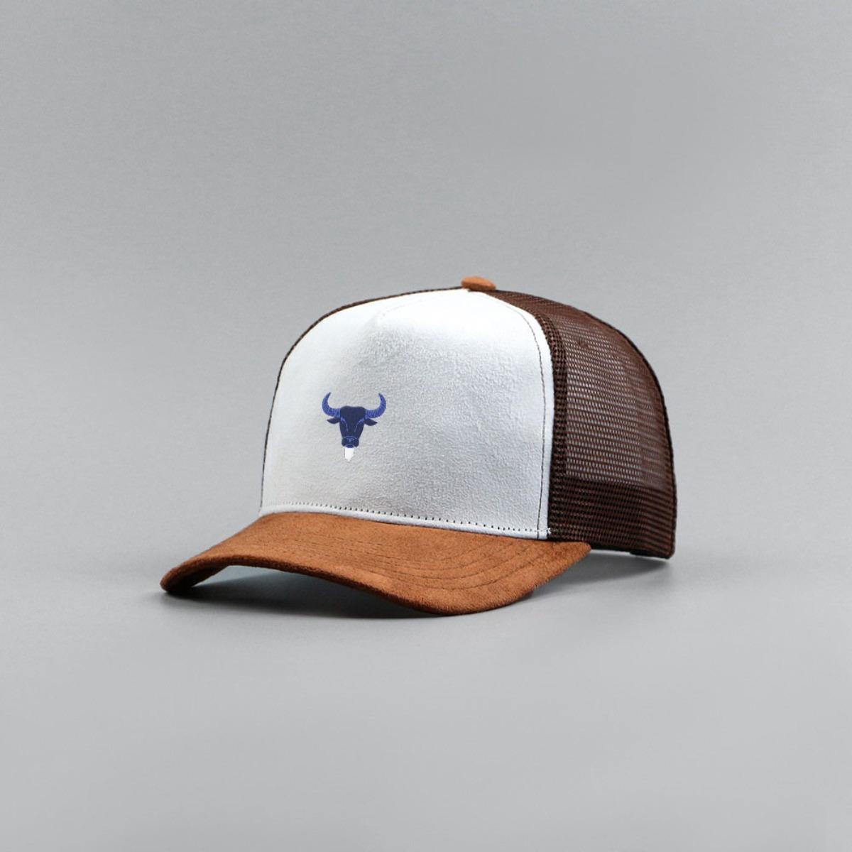 

Blue Bull Head Print Unisex Mesh Suede Trucker Hat Spring Summer Breathable Sports Baseball Cap Women Men Outdoor Sun Hat