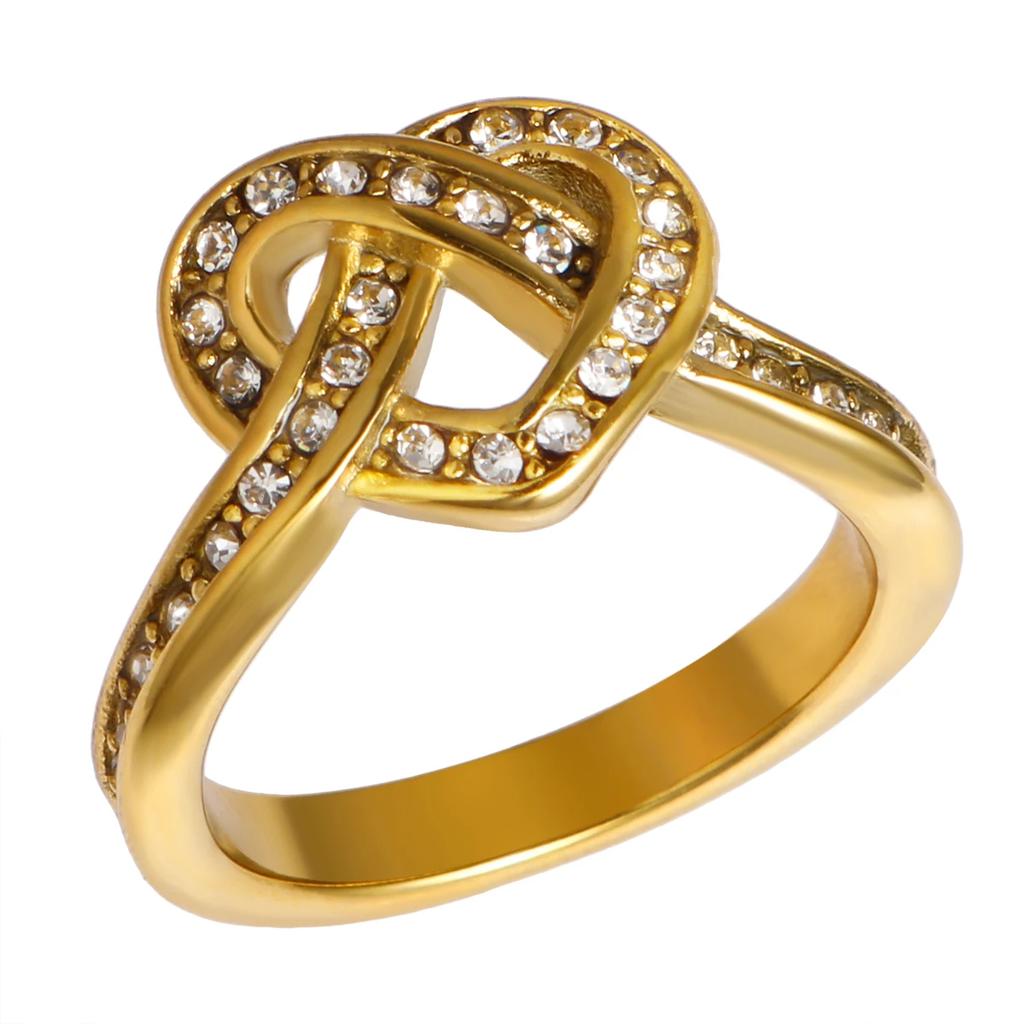 Anello Minimalista in Acciaio Inossidabile a Forma di Cuore Amore Vuoto per Donne Anelli con Zirconi Intarsiati Colore Oro Impermeabile Gioielli Moda Romantica