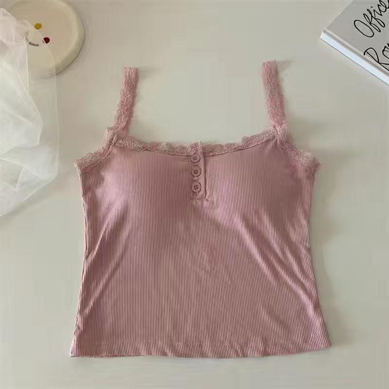 

Korean Style Lace Trim Camisole: Women s Slim Fit Summer Vest S (15-23 kg)