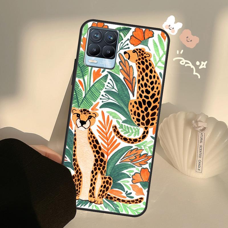Tigers Leopards tropical leaves Case For Realme GT7 Pro GT6 C65 C67 C61 C53 C55 C51 C25 C63 C71 C75 11 12 13 14 15 Pro Plus