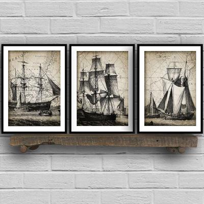 Tela Pittorica Vintage Barca Poster e Stampe d'Arte Retrò Decorazione per Casa Stanza Pitture per Soggiorno Senza Cornice