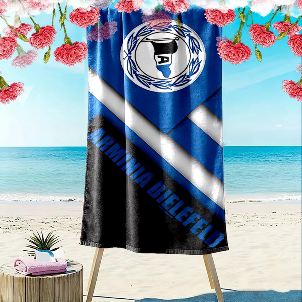 Stranddecke mit Arminia Bielefeld Deutsche Vereinswappen, Ultra Weich Schnell Trocknend, Langlebig Lichtbeständig, für Pool Strand Geschenk