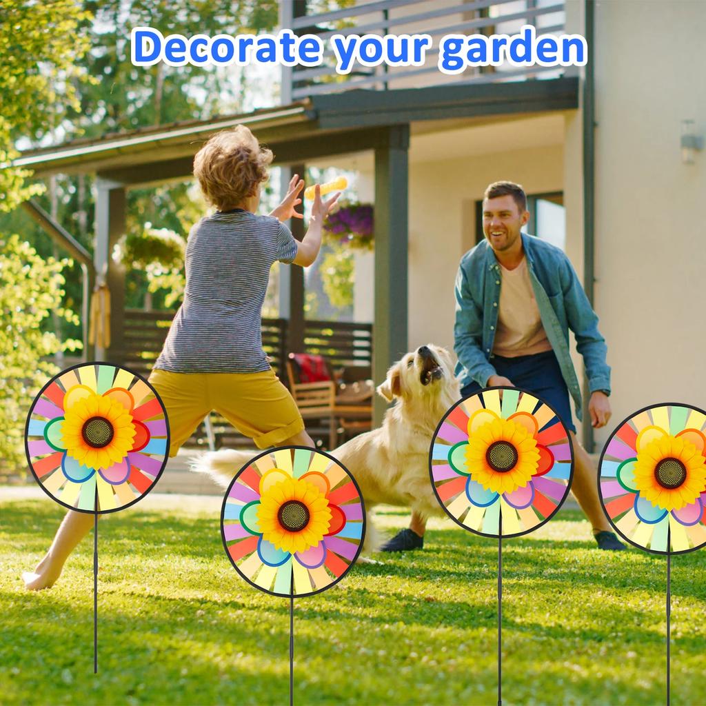 10Pcs Garden Windmill Unique Colorful Lawn Pinwheel Multifunctional Beautiful Outdoor Wind Spinner Stake Garden Yard Lawn Decor