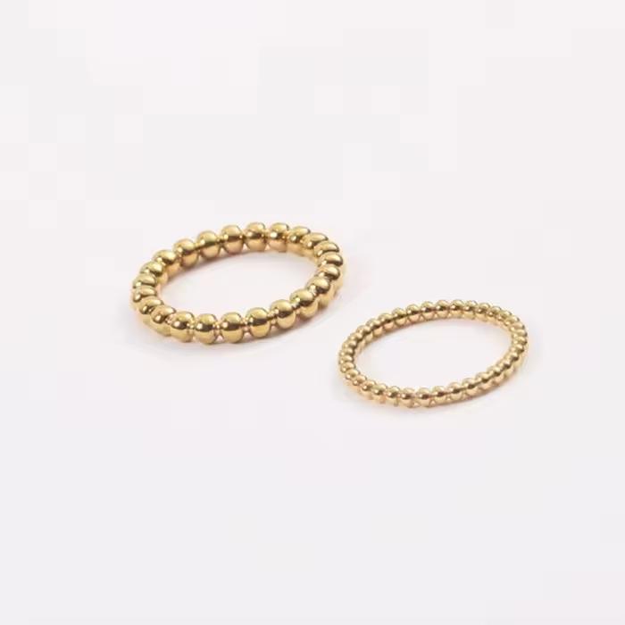 Anello in Acciaio Inossidabile Sottile Placcato Oro 18k Minimalista Acciaio Inossidabile Piccola Sfera Solida Anello Impilabile per Donna