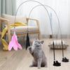 Cat Scratching Toy Suction Cup Feather and Bell Design Removable Anti-bite Self-entertainment