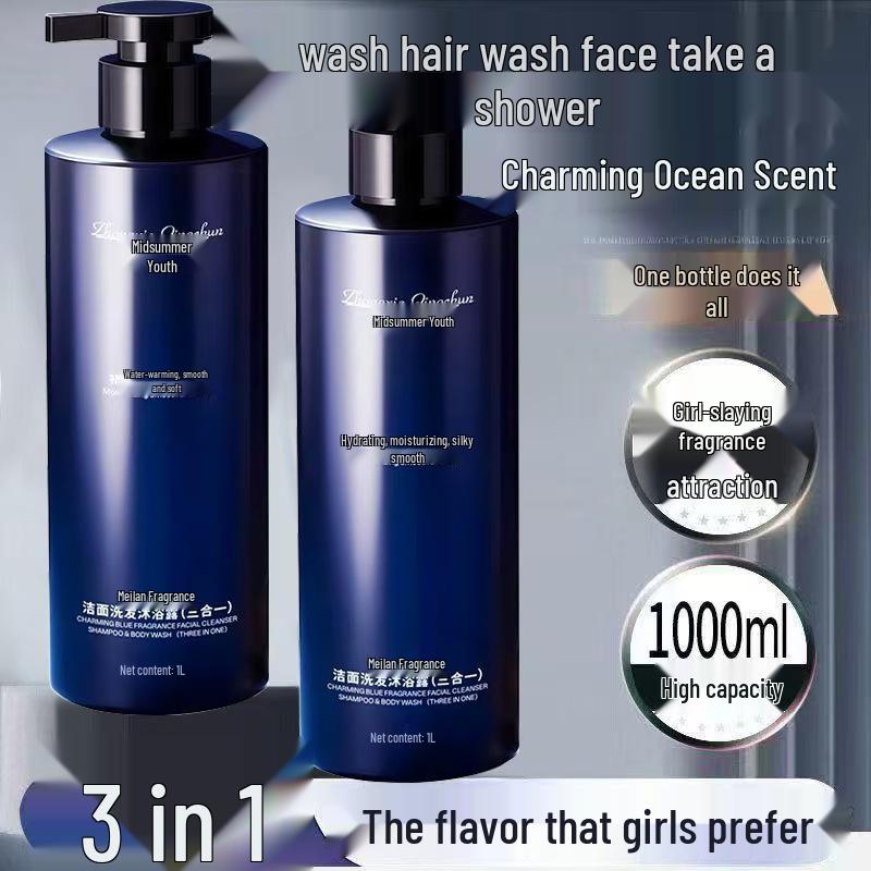 Charming Blue 3-in-1 Men's Shampoo, Shower Gel & Face Wash
