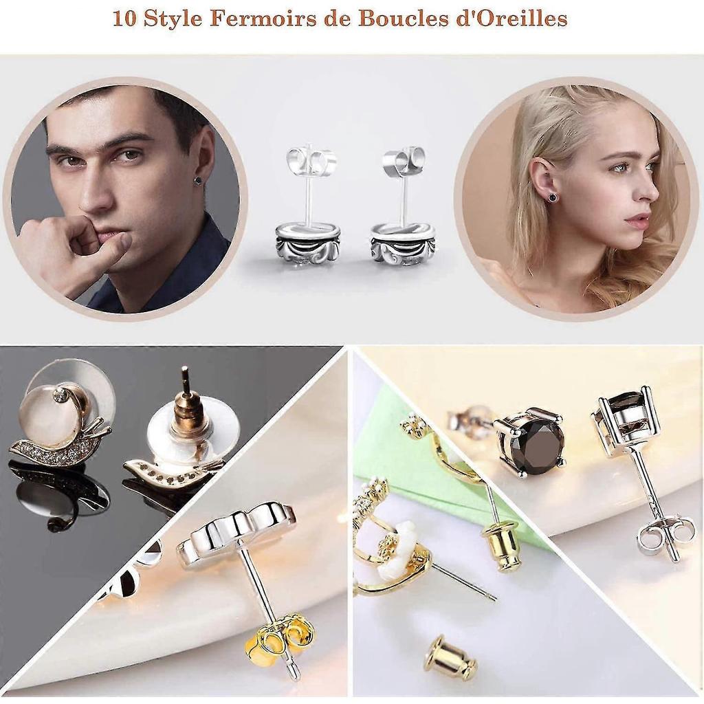 10 Styles 530 Pieces Earring Clasps,earring Push Clasps Butterfly Shape Metal