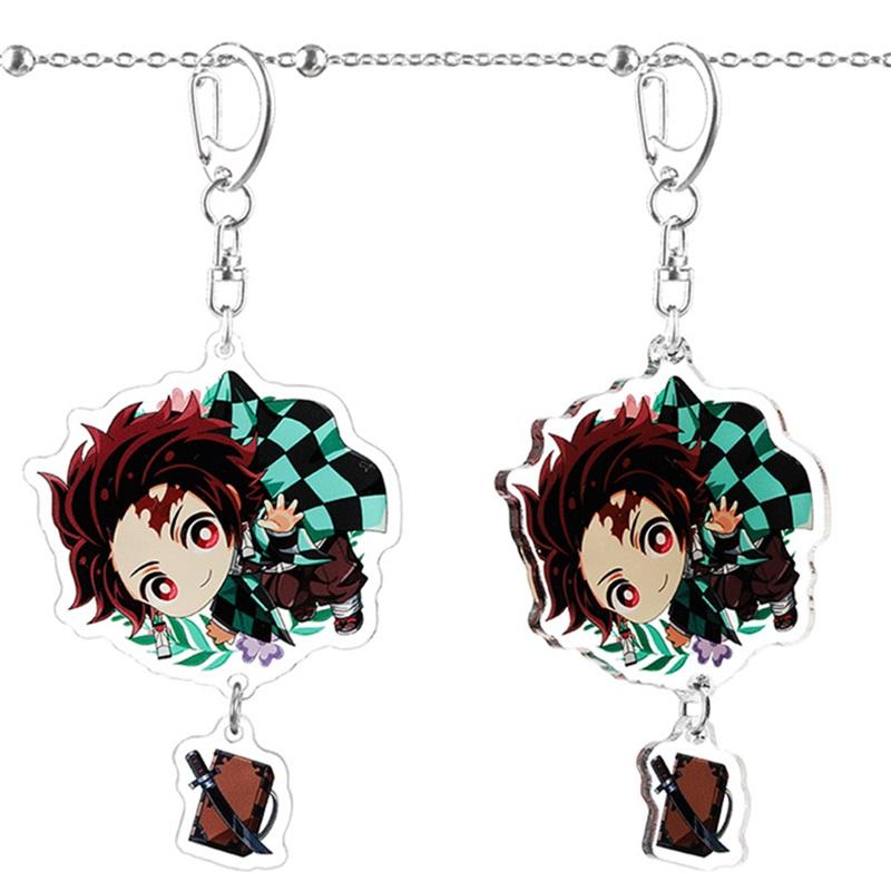 Keychain Pendant Anime Demon Slayer Kimetsu No Yaiba Kamado Tanjirou Double Sided HD Bag Pendant Gift For Fans Cosplay Props Jewelry Gift