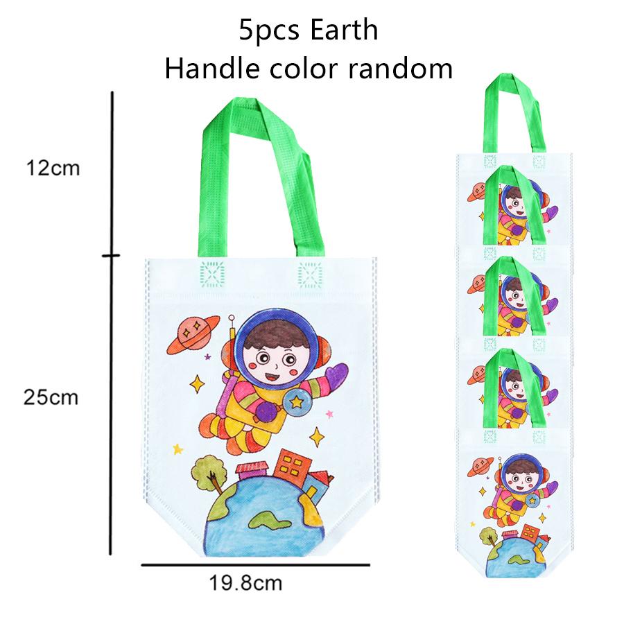 5pcs Graffiti Bag Non Woven Kids Drawing Manual DIY Coloring Environment Protection Children Painting Puzzle Toys Handbag TMZ