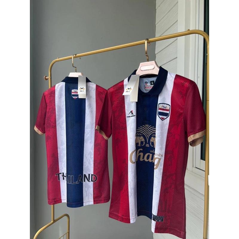THAILAND National Football Soccer Vintage JERSEY CHEER Fan Version Schnelltrocknendes Shirt Polo Polyester Kurzarm Uniform Elefantenlogo Sport Outdoor