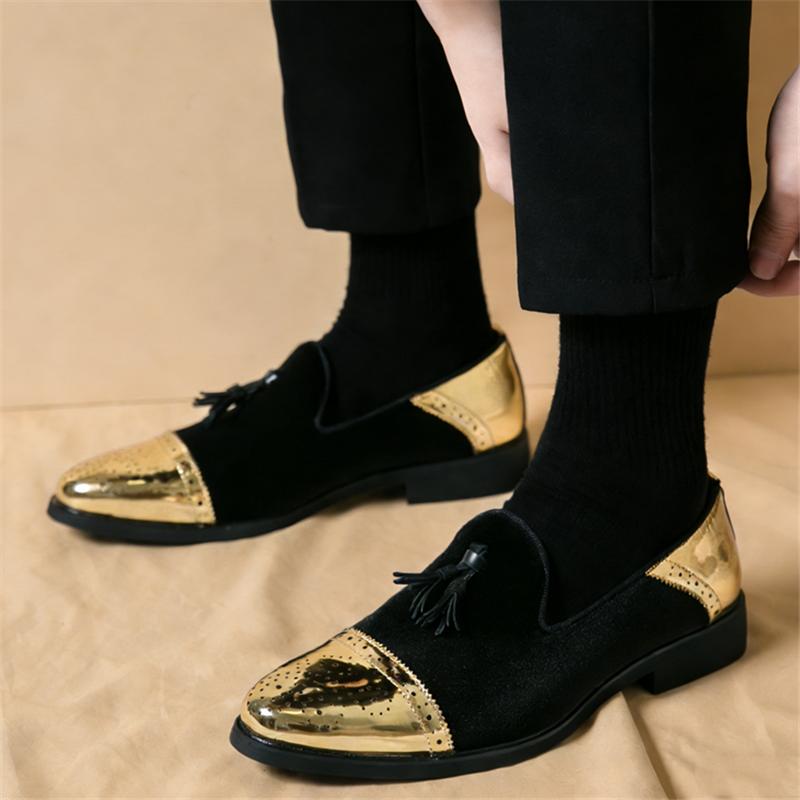 Luxury New Designer Men Velvet Tassels Mixed Casual Brogues Shoes Brand Formal Wedding Dress Homecoming Footwear Zapatos Hombre