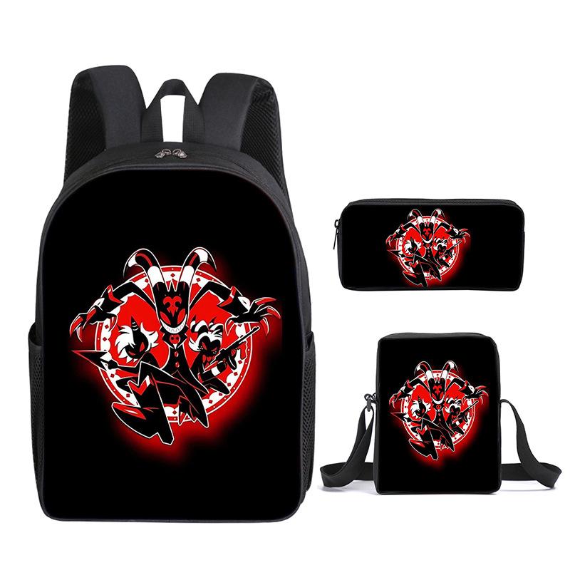 Klassiek Populair Helluva boss 3D Geprint 3 stuks/Set leerling Schooltassen Laptop Dagrugzak Rugzak Schuin geplaatste schoudertas Etui