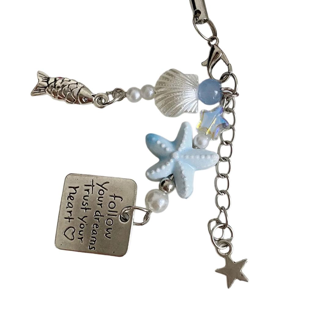 Stylish Beaded Fish Phone Chain Multifuntional Beads Accessory Keyring Decors Phone Strap for Fashion Enthusiasts