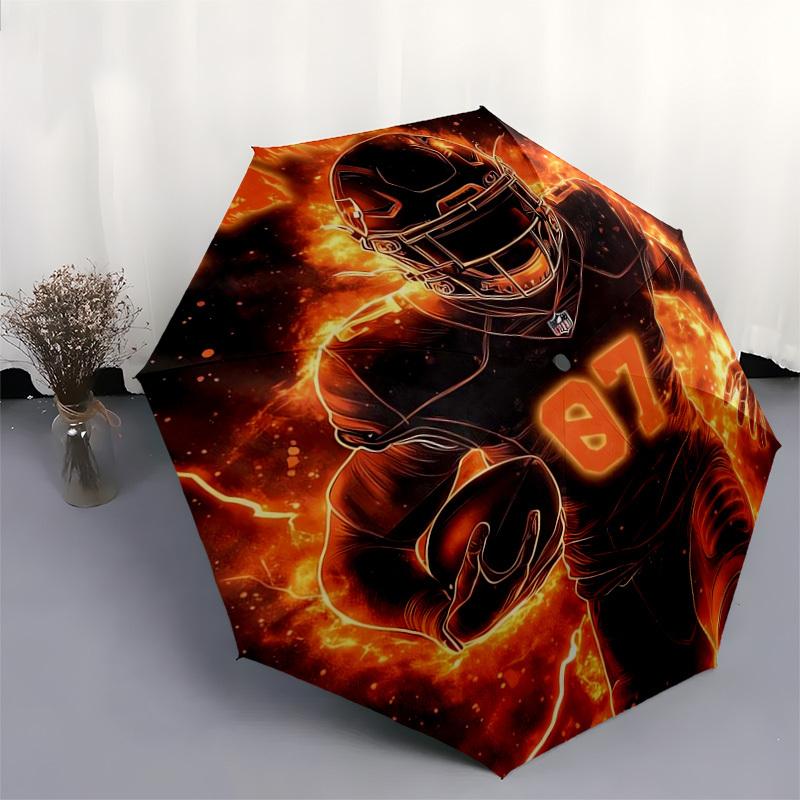 1pc Football Player in Flames Umbrella with Plastic Handle,Suitable for All Seasons Home Travel Outdoor UmbrellaDD459