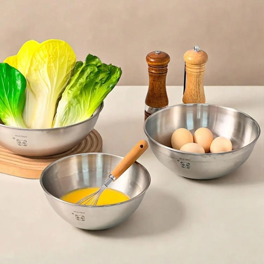304 Stainless Steel Salad Bowls Durable Large Capacity Kitchen Baking Mixing Bowls With Scale Line Food Container