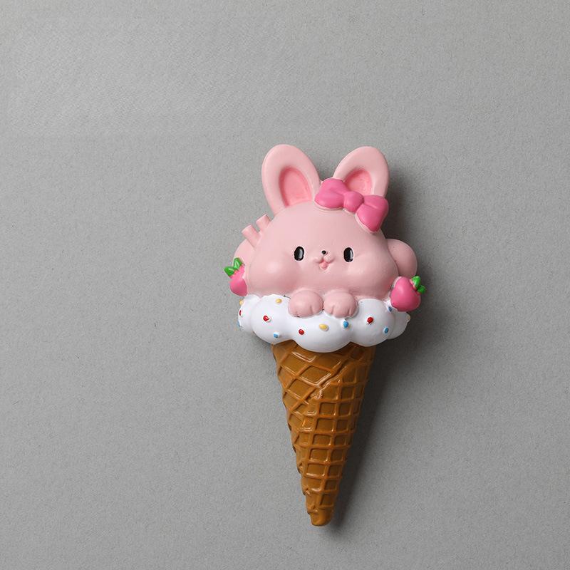 Cute Refrigerator with Magnetic Suction Stickers Refrigerator Decoration Cartoon Ins Ice Cream Animal Teddy Bear